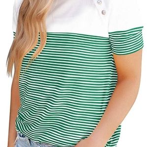 Gadewake XXL Green and White Striped Blouse